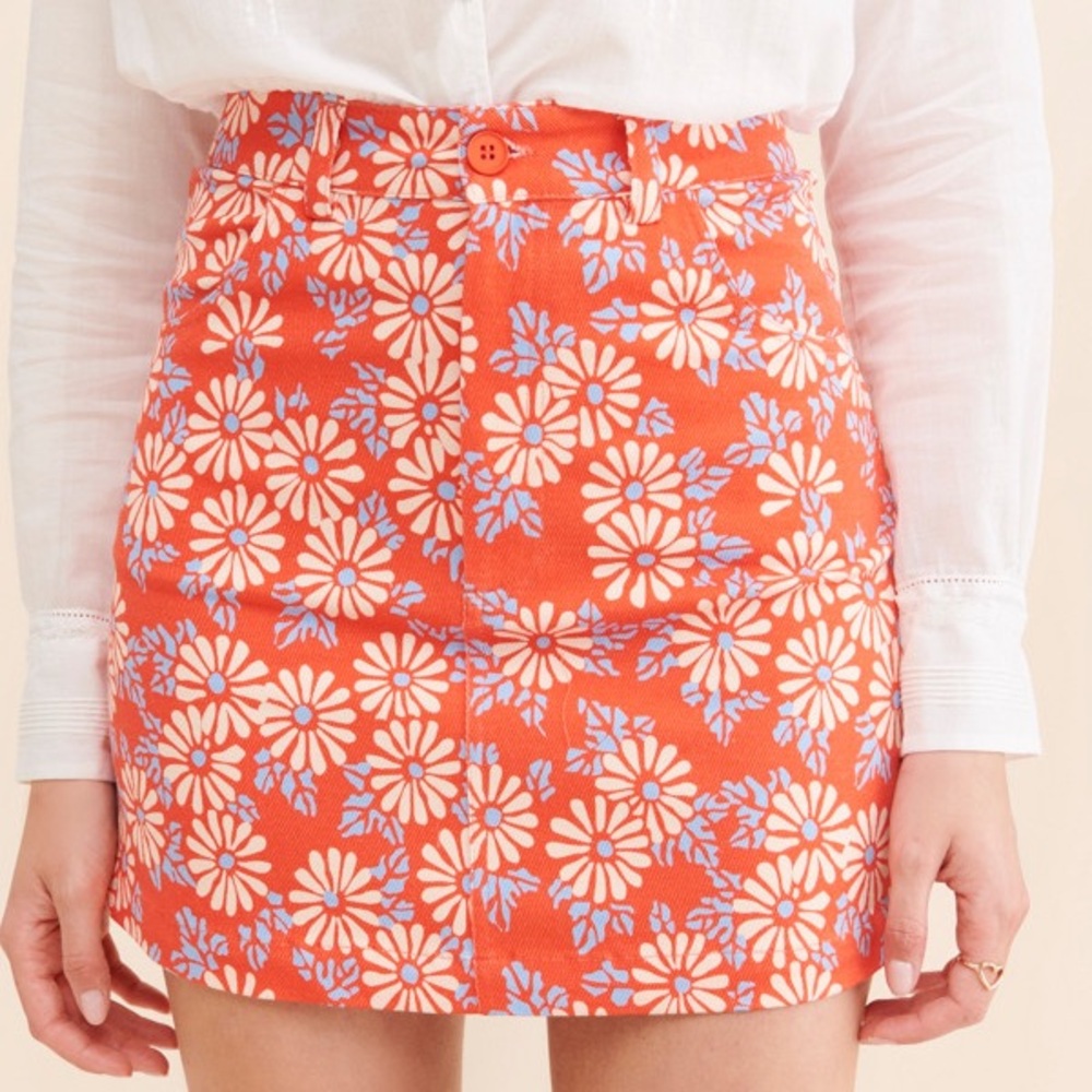 NWT - ROLLA'S adorable Floral Mini Skirt in Orange and Blue - Size 10/M